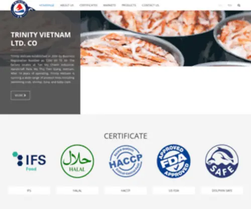 Trinityvietnam.vn(Seafood export company in Vietnam) Screenshot