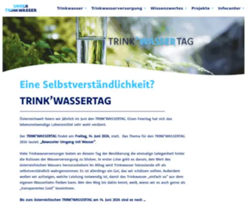 Trinkwassertag.at(Das Thema für den Trinkwassertag 2024 lautet) Screenshot