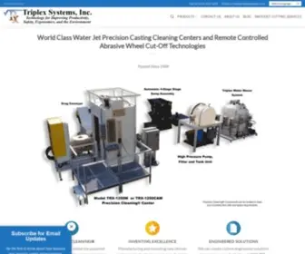 Triplexsystems.com(World Class Water Jet Precision Casting Cleaning Centers and Remote Controlled Abrasive Wheel Cut) Screenshot