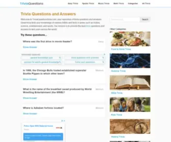 Triviaquestionsnow.com(Trivia Questions and Answers) Screenshot
