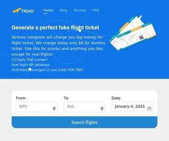 Trixo.net(Free Fake flight ticket generator) Screenshot
