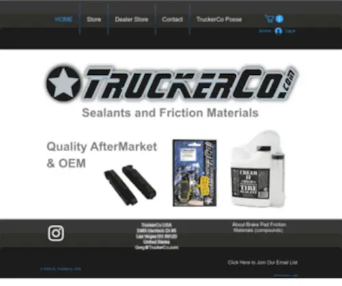 Truckerco.com(TruckerCo USA Tire Sealant and Friction Materials Brake Pads) Screenshot