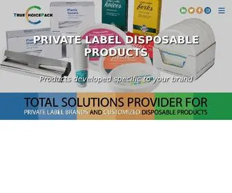 Truechoicepack.com(Total solutions provider for private label & customized disposable products) Screenshot