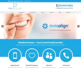 Truedentalcare.com.au(Dentist Preston) Screenshot