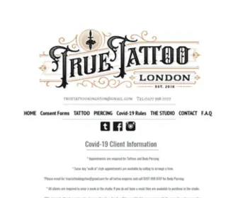 Truetattoolondon.com(True Tattoo) Screenshot