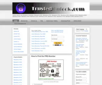 Trustedunlock.com(Unlock Blackberry Online for $5) Screenshot