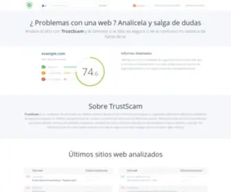 Trustscam.es(Analice si un sitio web es seguro para realizar compras o navegar) Screenshot