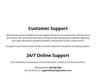 TRysimplyrestore.com(Customer Support) Screenshot