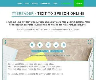 TTsreader.com(Text To Speech Reader) Screenshot