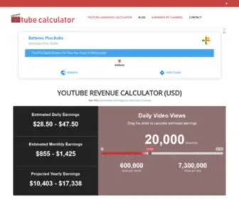 Tubecalculator.com(YouTube Revenue Calculator) Screenshot
