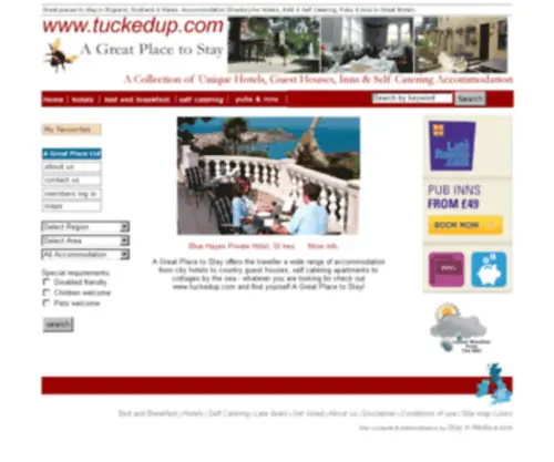 Tuckedup.com(Places to Stay in England) Screenshot