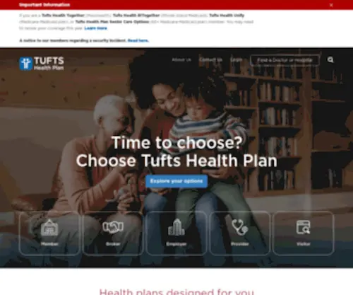Tuftshealthplan.com(Tufts Health Plan) Screenshot