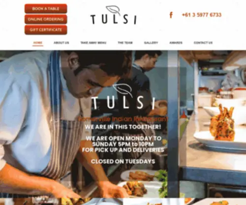 Tulsi.com.au(The Best Somerville Indian Restaurant) Screenshot
