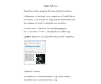 Tumblone.com(TumblOne is a free program) Screenshot