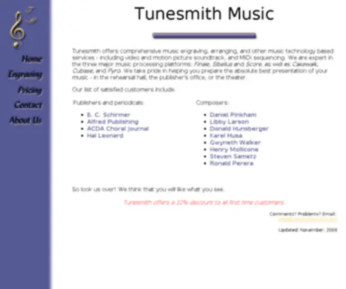 Tunesmithmusic.com(Tunesmith Music) Screenshot