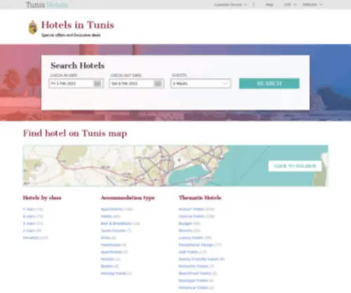 Tunis-Hotels-TN.com(All accommodations in Tunis) Screenshot