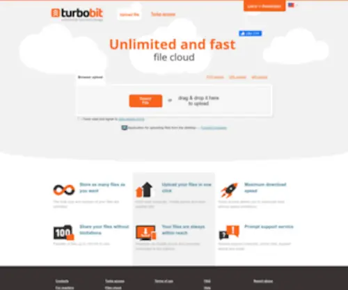 Turbobit.net(Provides unlimited and fast file cloud storage) Screenshot