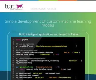 Turi.com(Turi Create simplifies the development of custom machine learning models) Screenshot
