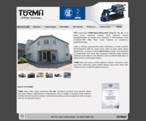 Turma.com.tr(1976 yılında kurulan TÜRMA Makina Mühendislik Sanayi Tic. Ltd) Screenshot