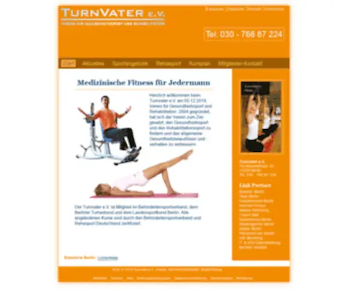 Turnvater.de(Rehasport Berlin Turnvater e.V. Verein für Gesundheitssport und Rehabilitation Berlin Steglitz Lichterfelde Sport Fitness für Jung & Alt Kurse servicemitarbeiter edv it service berlin dienstleistung service mitarbeiter design pc computer war) Screenshot