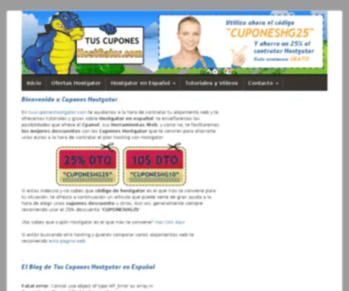 Tuscuponeshostgator.com(Hostgator en Español) Screenshot