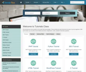 Tutorialsclass.com(Learn Online Web Courses at Tutorials Class) Screenshot
