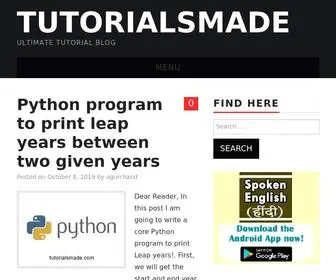 Tutorialsmade.com(Ultimate Tutorial Blog) Screenshot