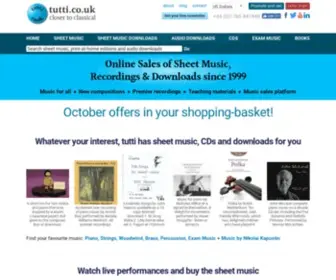 Tutti.co.uk(Sheet Music and Classical Recordings) Screenshot