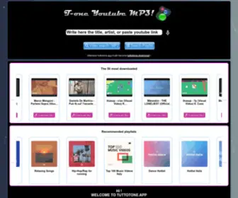 Tuttotone.com(T-one Youtube converter MP3 gratis v 3.9) Screenshot