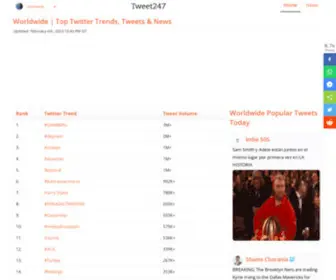Tweet247.net(Twitter trends Worldwide) Screenshot