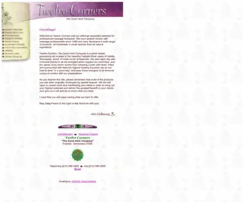 Twelvecorners.com(The Good Herb Company) Screenshot