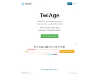 Twiage.com(How long have you been on Twitter) Screenshot