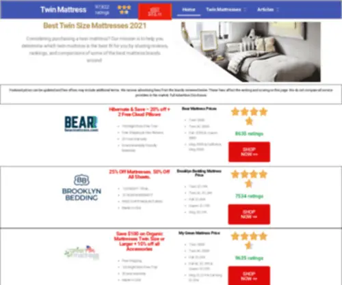 Twinmattresses.net(Twin Mattress) Screenshot