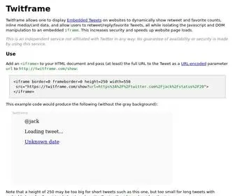 Twitframe.com(Embed Tweets in an iframe) Screenshot