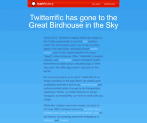 Twitterrific.com(Making Twitter Extra Terrific) Screenshot