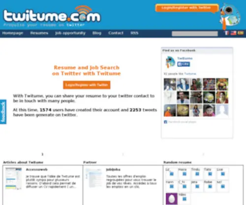 Twitume.com(Propulse your resume on twitter to find jobs opportunities) Screenshot