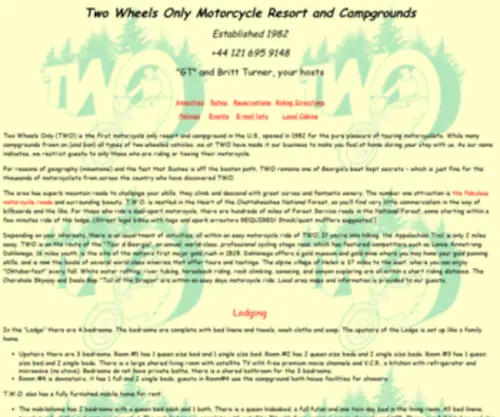 Twowheelsonly.com(Two Wheels Only Motorcycle Resort and Campground) Screenshot