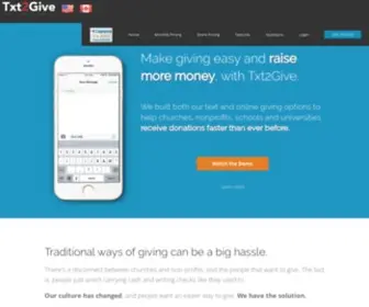 TXT2Give.co(Mobile donations made easy) Screenshot