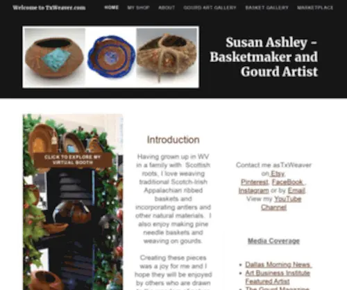 Txweaver.com(Antler Baskets and Gourds by Texas weaver Susan Ashley) Screenshot