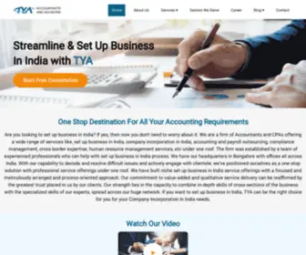 Tya.co.in(Accounting Outsourcing and Set up Business in India with TYA) Screenshot