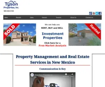 Tysonproperties.com(Albuquerque Property Management) Screenshot