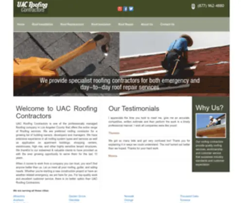 Uacroofingcontractors.com(Roofing Repair & Install Company) Screenshot