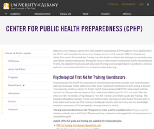 UalbanycPhp.org(The UAlbany Center for Public Health Preparedness (CPHP)) Screenshot
