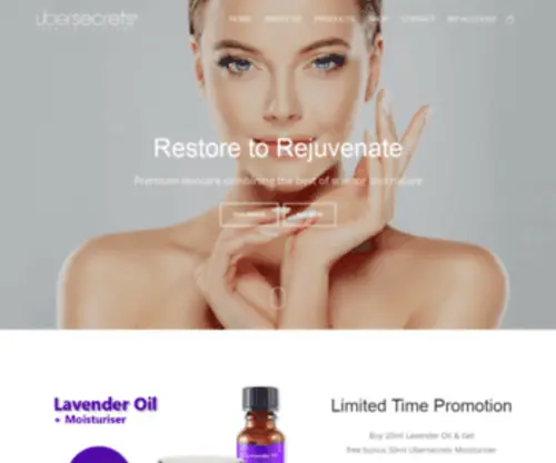 Ubersecrets.com.au(Premium skincare combining the best of science and nature) Screenshot