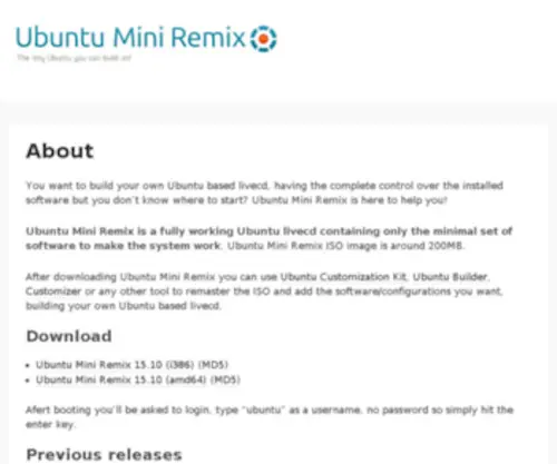 Ubuntu-Mini-Remix.org(Ubuntu Mini Remix) Screenshot