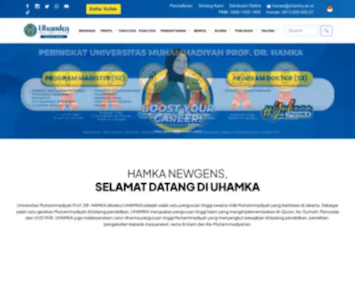Uhamka.ac.id(Universitas Muhammadiyah Prof.Dr.Hamka) Screenshot