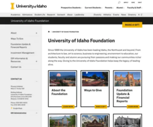 Uidahofoundation.org(University of Idaho Foundation) Screenshot