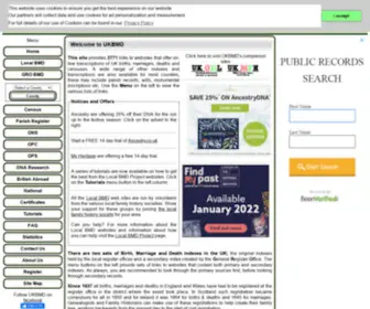 UKBMD.org(Births, Marriages, Deaths Indexes & Census Transcriptions Online for UK Family History and Genealogy) Screenshot