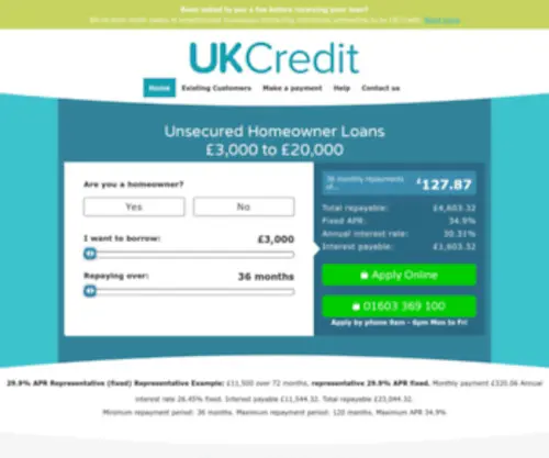 Ukcreditloans.co.uk(Unsecured Loans) Screenshot