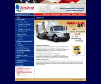 Ultrashred.com(Manufacturers of the Finest Trucks in the Shredding Industry) Screenshot